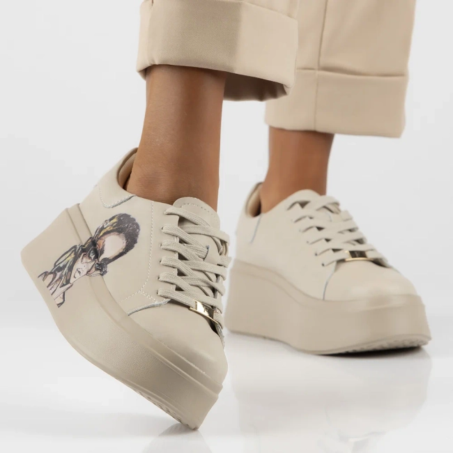 Béžové kožené sneakersy Filippo DP6207/24 BE