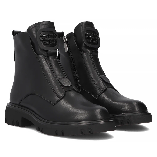 Černě kožené boty Filippo DBT6577/24 BK