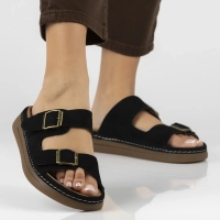 Černé kožené pantofle Filippo DK7802/26 BK