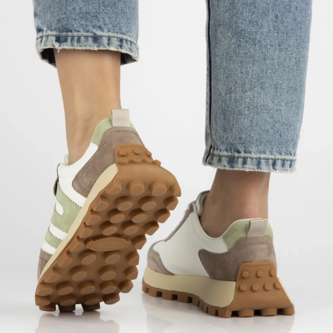 Bílo-béžové kožené sneakersy Filippo DP6743/25 WH BE