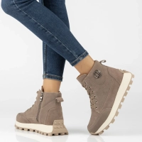Taupe kožené kotníkové boty na platformě Filippo DBT7160/26 TP