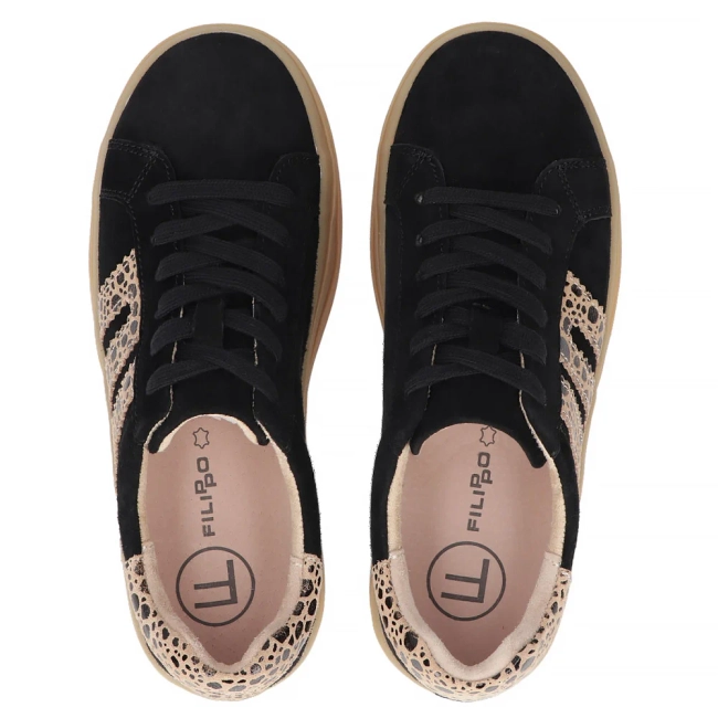 Černé kožené sneakersy Filippo DP6744/25 BK LEO