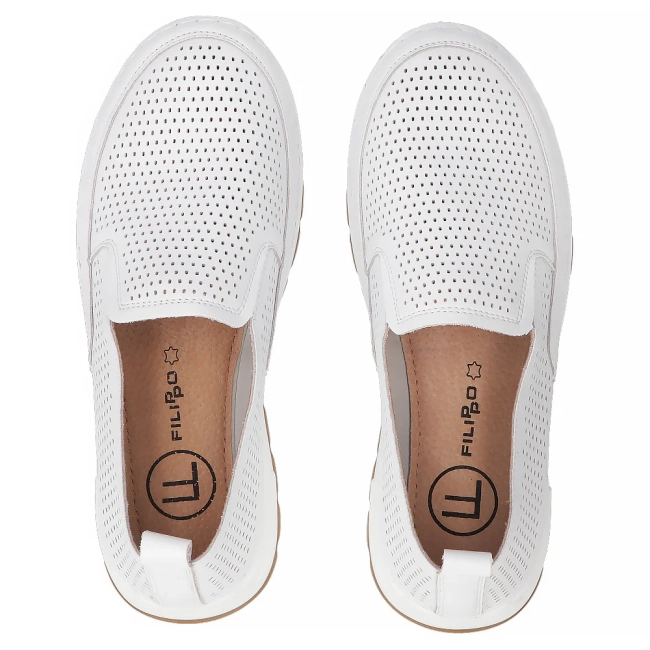 Bílé kožené polobotky Filippo DP7609/26 WH