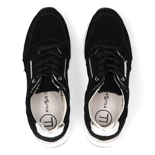 Černé kožené sneakersy Filippo DP2003/21 BK