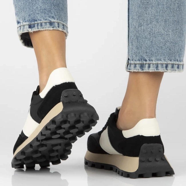 Černé kožené sneakersy Filippo DP6498/25 BK WH