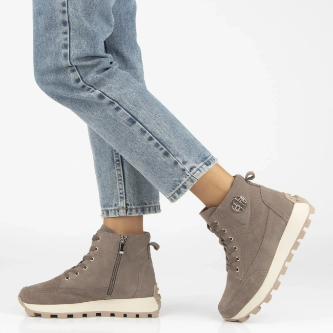 Taupe kožené kotníkové boty Filippo DBT7160/25 TP
