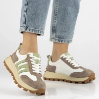 Bílo-béžové kožené sneakersy Filippo DP6743/25 WH BE