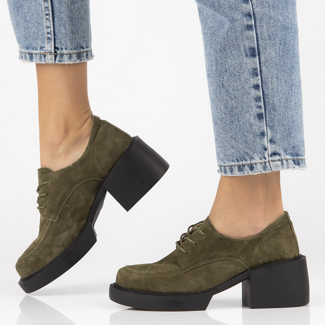 Khaki kožené polobotky Filippo DP4919/23 KH