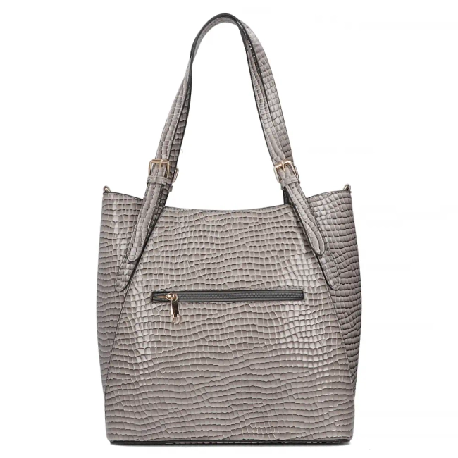 Šedá kabelka shopper Croco