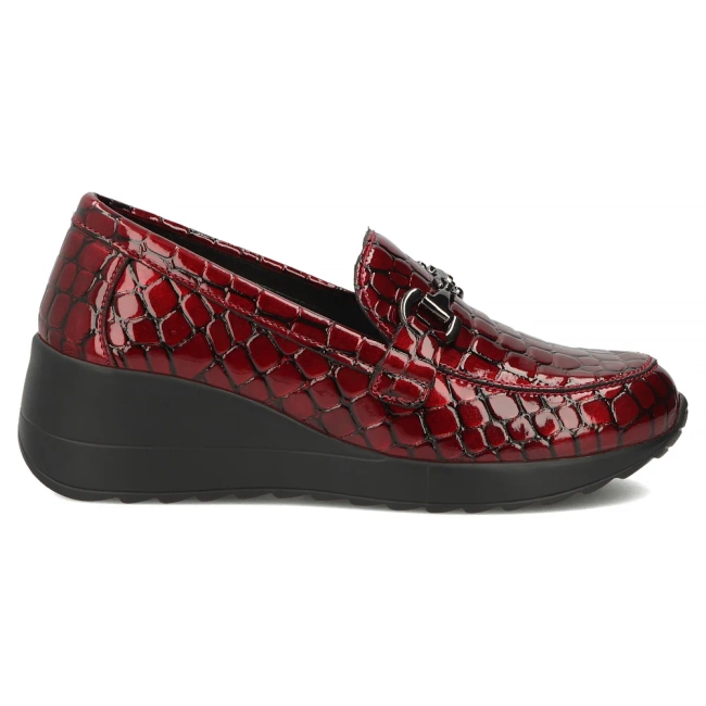 Červené kožené polobotky na klínku Filippo DP8101/26 RD
