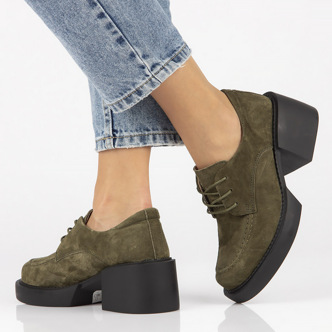 Khaki kožené polobotky Filippo DP4919/23 KH