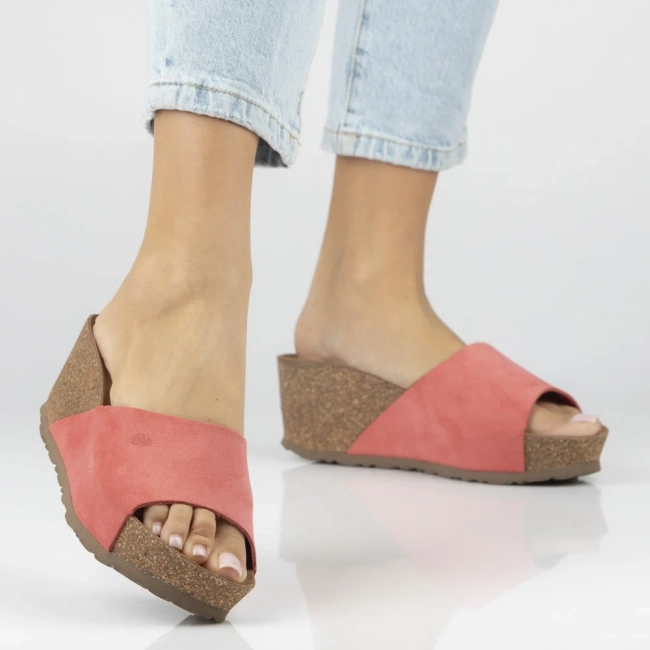 Růžové kožené pantofle BARI-265 SERRAJE SUNSET