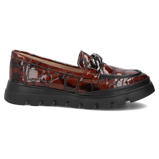 Hnědé kožené polobotky na klínku Filippo DP8004/26 BR