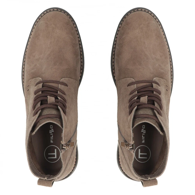 Taupe kožené kotníkové boty Filippo MBT8318/26 TP