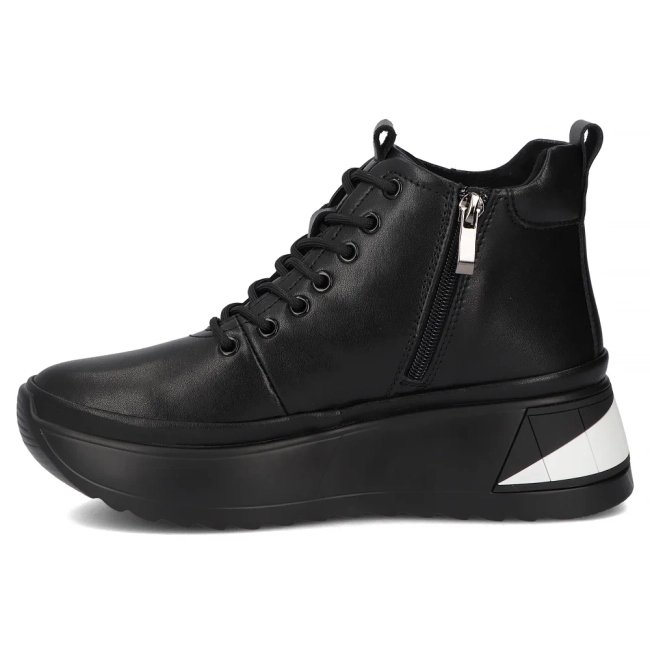 Černě kožené kotníkové boty Filippo DBT4214/25 BK WH