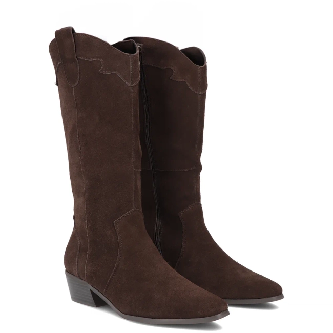 Hnědé kožené kozačky v kovbojském stylu Filippo DKZ8221/26 D BR
