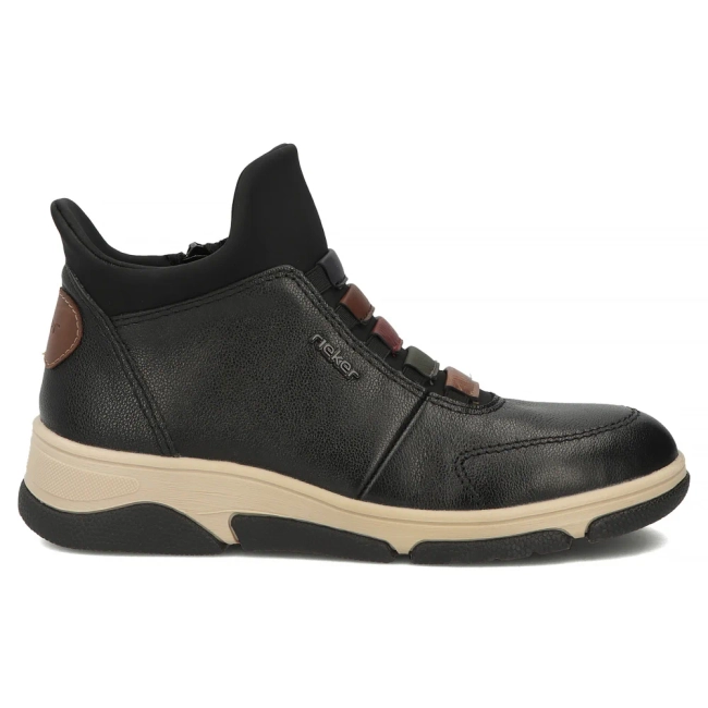 Černé kožené kotníkové boty Rieker L5651-00