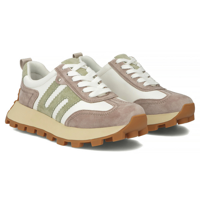 Bílo-béžové kožené sneakersy Filippo DP6743/25 WH BE