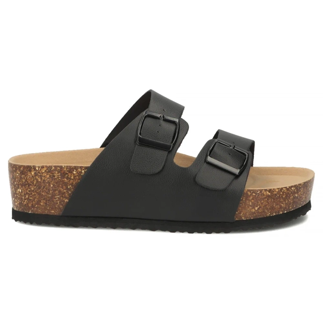 Černé kožené pantofle Filippo DK7885/26 BK
