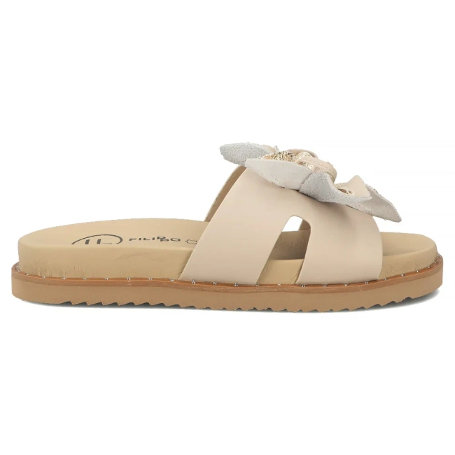 Béžové kožené pantofle Filippo DK7638/26 BE