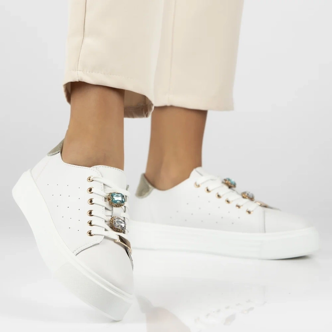 Bílé kožené sneakersy Filippo DP6854/25 WH