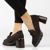 Hnědé kožené polobotky na podpatku Filippo DP8169/26 D BR