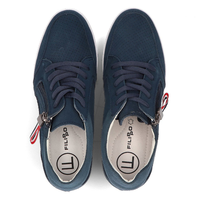 Tmavě modré kožené sneakersy na klínku Filippo DP2350/21 NV
