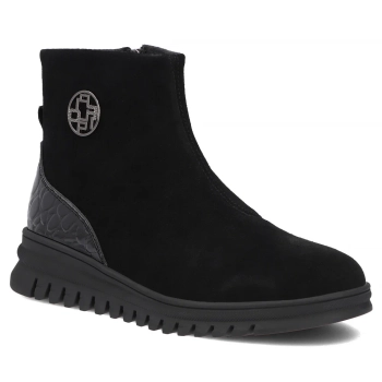 Černě kožené kotníkové boty Filippo DBT8074/26 BK