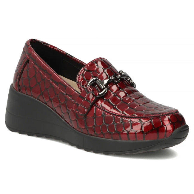 Červené kožené polobotky na klínku Filippo DP8101/26 RD