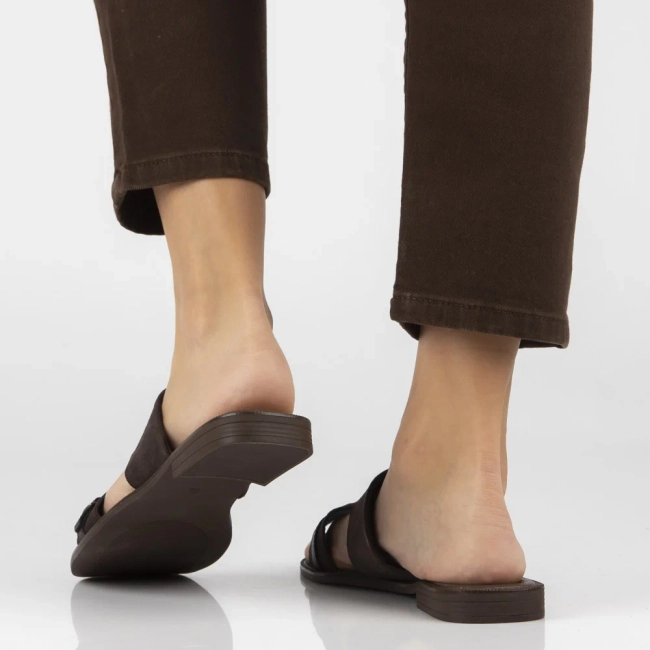 Hnědé kožené pantofle Filippo DK7747/26 D BR