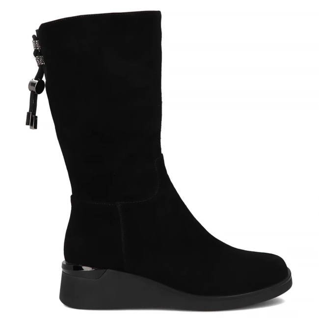 Černé kožené kozačky na klínku Filippo DBT7210/26 BK