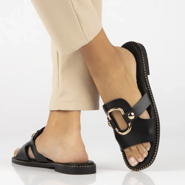 Černé kožené pantofle Filippo DK6264/24 BK