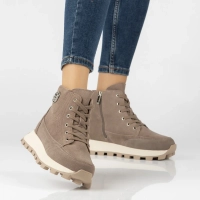 Taupe kožené kotníkové boty na platformě Filippo DBT7160/26 TP