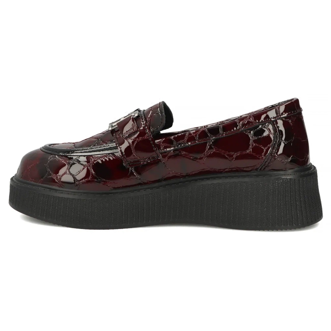 Bordové kožené polobotky na platformě Filippo DP8294/26 BG