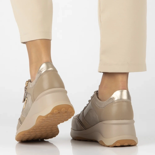 Taupe kožené sneakersy Filippo DP6434/24 TP