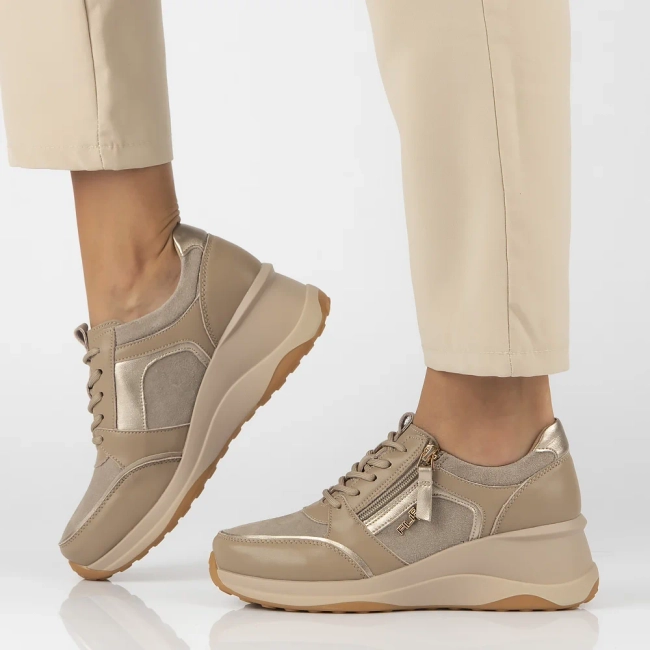 Taupe kožené sneakersy Filippo DP6434/24 TP