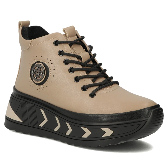 Taupe kožené kotníkové boty na platformě Filippo DBT4214/26 TP