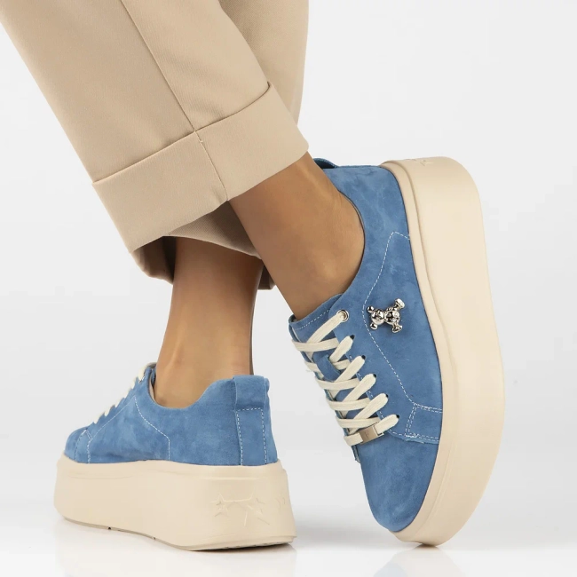 Modré kožené sneakersy Filippo DP6246/24 BL