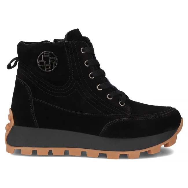 Černé kožené kotníkové boty na platformě Filippo DBT7160/26 BK