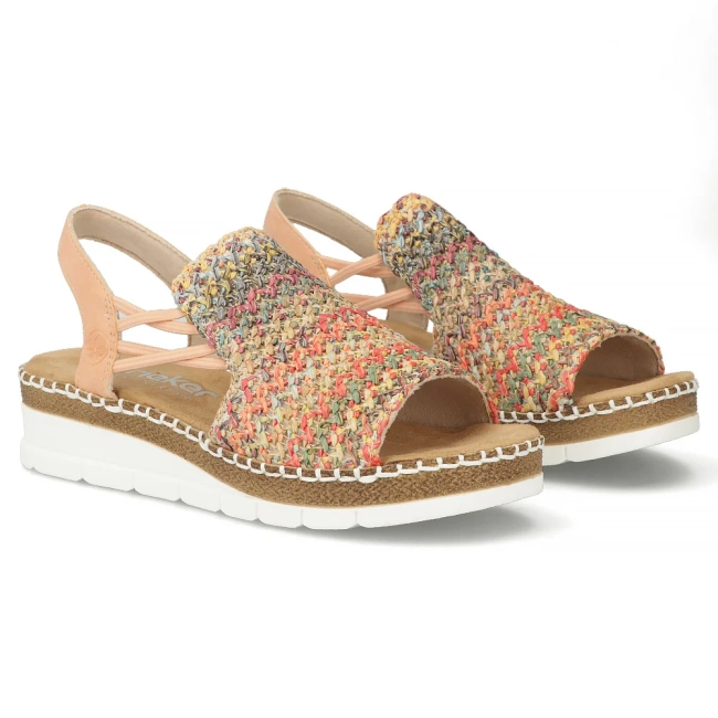 Růžové sandály Rieker V1241-90 multicolor