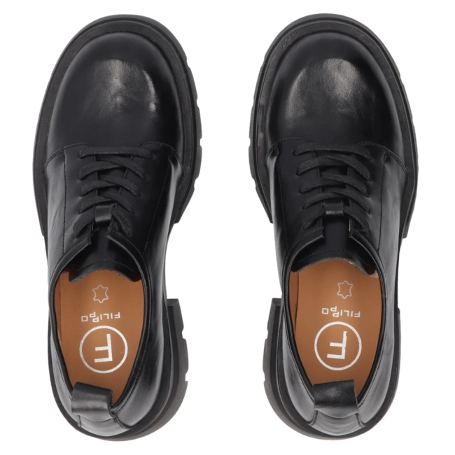 Černé kožené polobotky Filippo DP8156/26 BK