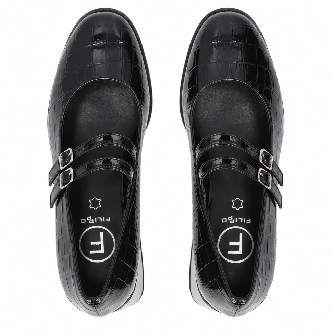 Černé kožené polobotky Filippo DP8161/26 BK