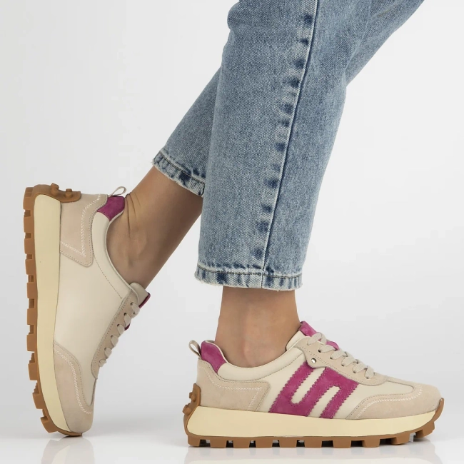 Béžovo-růžové kožené sneakersy Filippo DP6743/25 BE FH