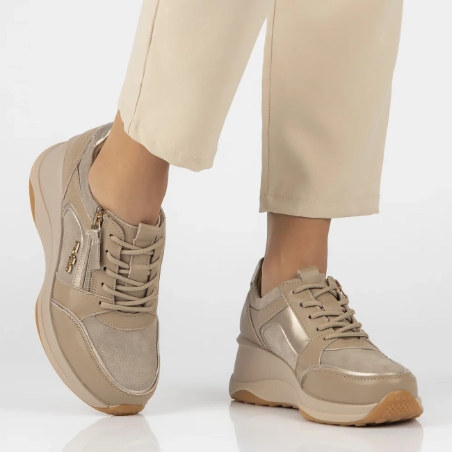 Taupe kožené sneakersy Filippo DP6434/24 TP