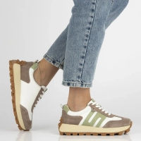 Bílo-béžové kožené sneakersy Filippo DP6743/25 WH BE