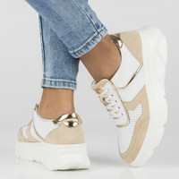 Bílo- béžové kožené sneakersy Filippo DP4579/23 WH BE