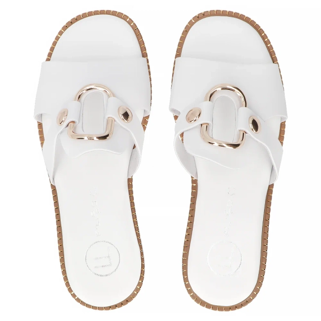 Bílé kožené pantofle Filippo DK6264/24 WH