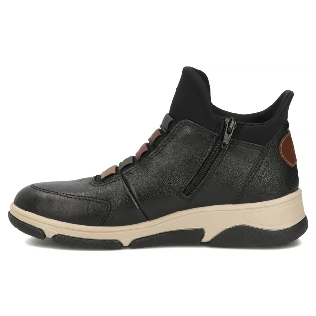 Černé kožené kotníkové boty Rieker L5651-00