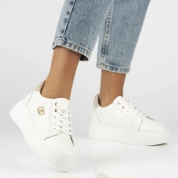 Bílé kožené tenisky na platforme Filippo DP6721/25 WH