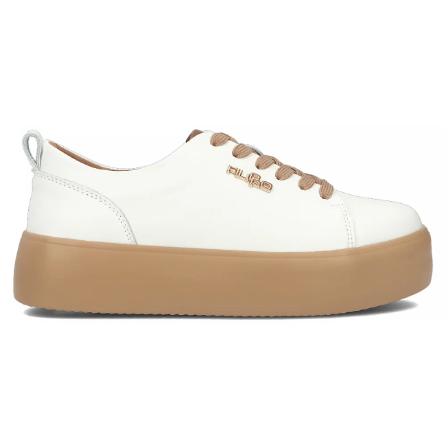 Bílá a béžová kožené polobotky Filippo DP6117/24 WH BE